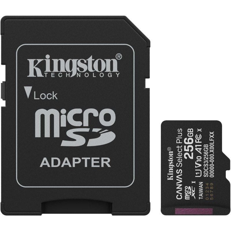 KINGSTON CANVAS Select Plus 256GB microSD XC con Adaptador / Clase 10 / 150MBs