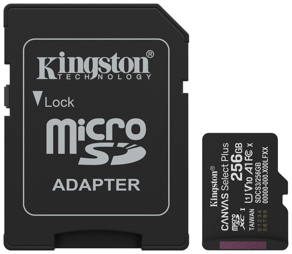 KINGSTON CANVAS Select Plus 256GB microSD XC con Adaptador / Clase 10 / 150MBs