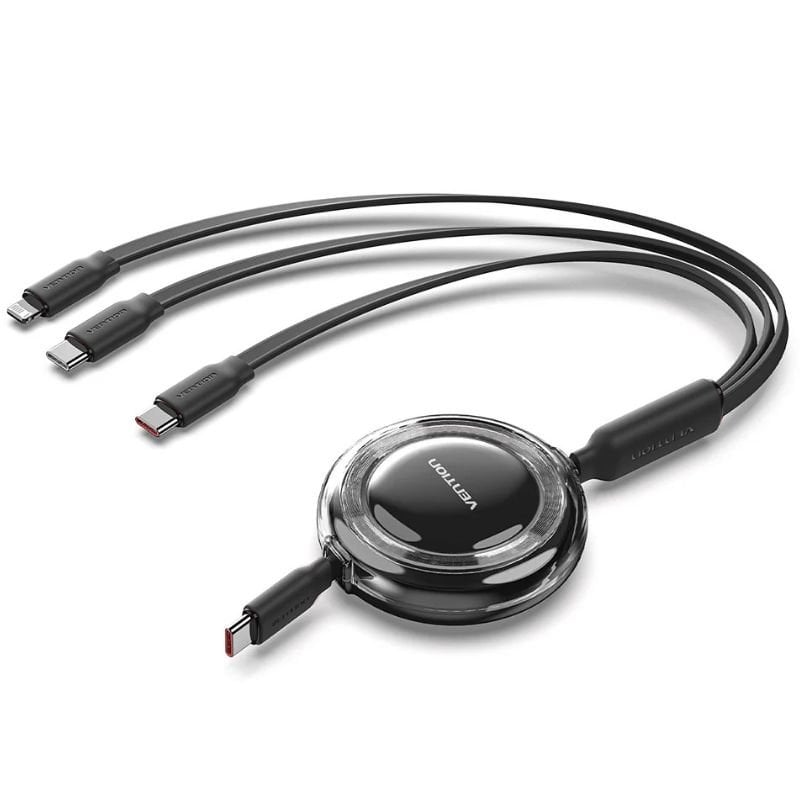 VENTION TRKBBE USB Tipo-C Macho - 3x USB Tipo-C Macho Hasta 100W 480Mbps 1.1m Negro